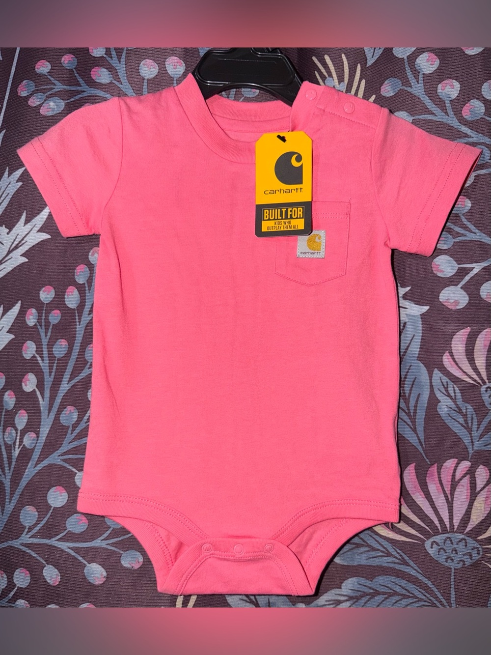 Carhartt Bright Pink Short-Sleeve Baby Bodysuit